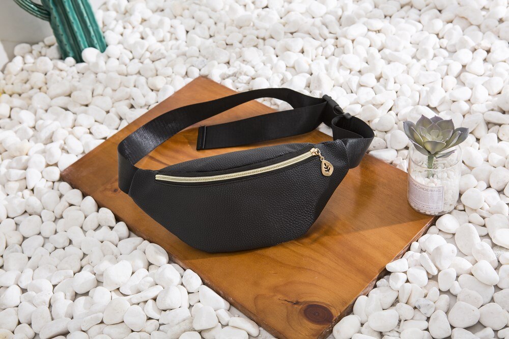 Vanntett midje fanny pack belte bag veske reise sport hip veske menn kvinner rygg dame pu ensfarget midje pakker: B