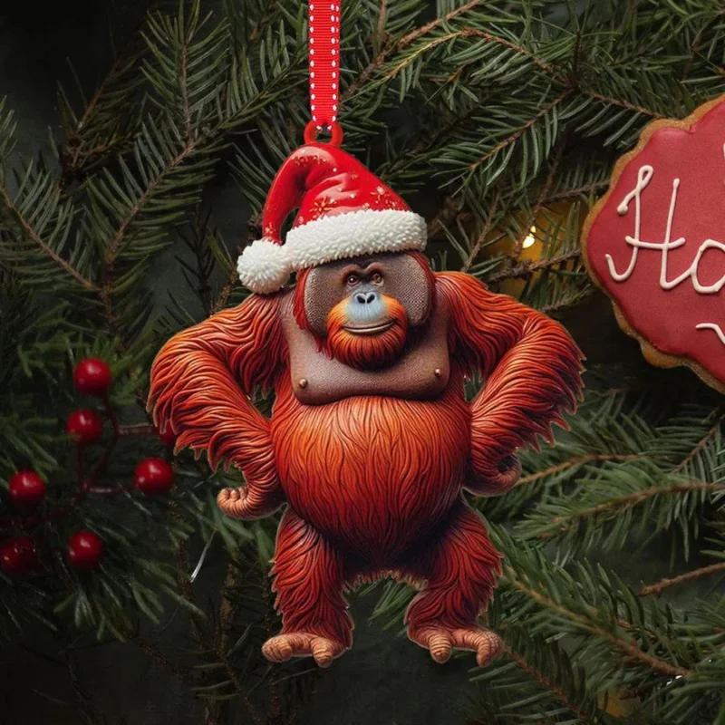 Christmas Tree Pendants Acrylic Cute Squirrel Hanging Ornaments For Wall Xmas Tree Decorations Party Supplies Year: MULTI