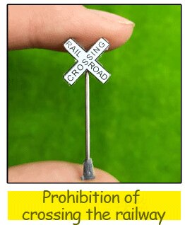 1PC HO Scale Traffic Signs Model Building Sand Table Accessories Micro Landscape Decor 1/87 Railroad Sign Игрушки: 1pc style9