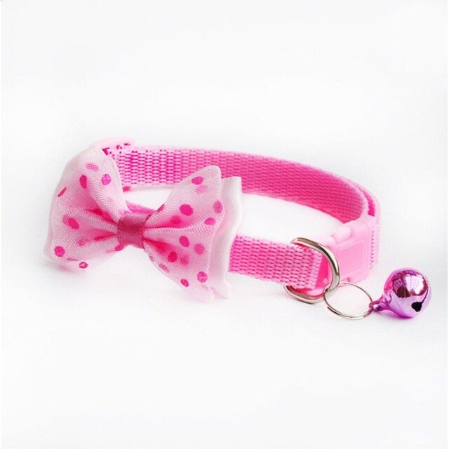 Puppy Adjustable Cute Necktie Dog Cat Pet Collar Nylon Bell Kitten Candy Color 1pc Bow Tie Bowknot Likesome: Pink