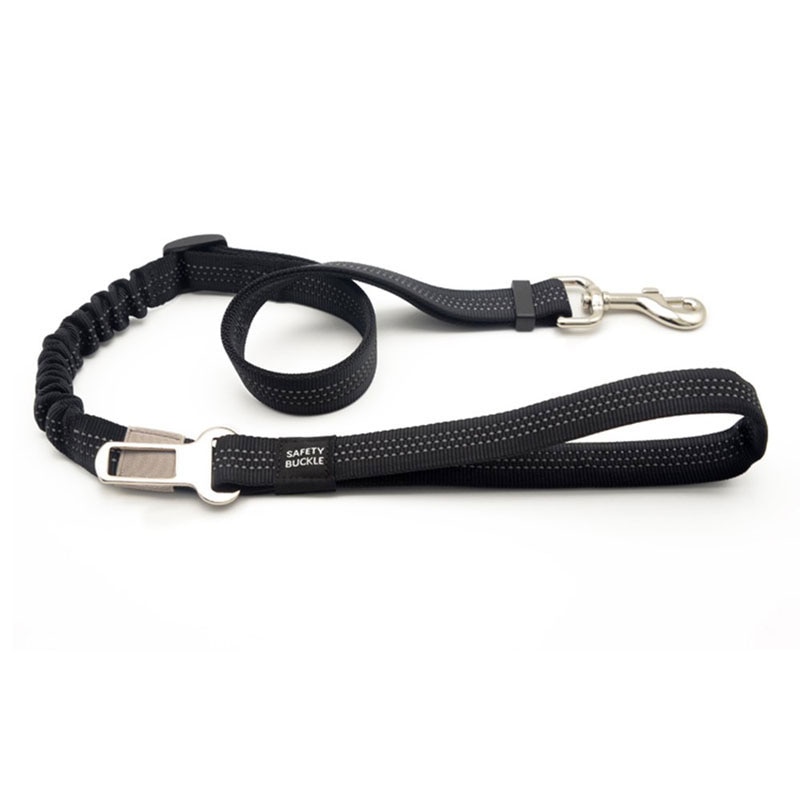 Reflekterende strikk hundebånd uttrekkbart kjæledyrbånd med bilsikkerhetsspenne for små mellomstore og store hunder