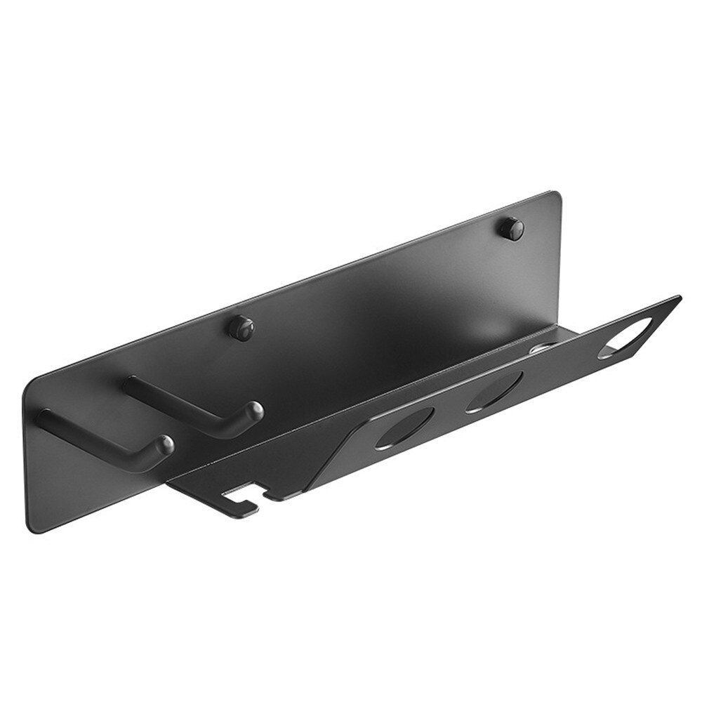 Hair Dryer Rack Black Stainless Steel Wall Mount Storage Rack Bathroom Waterproof Accessories Holder Organizer Home Decoration