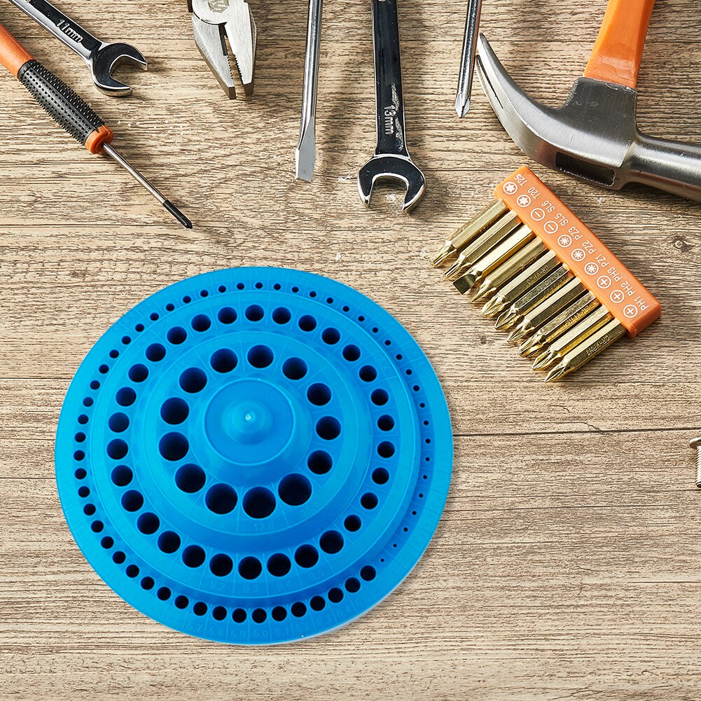 100 Holes Portable Round Shape Plastic Drill Bit Storage Case Drill Bits Empty Storage Box Stand Hole Bore Organizer Accessories