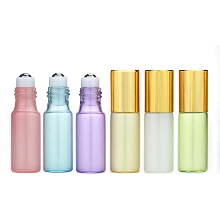 5/10Pcs Glas Etherische Olie Roller Flessen Met Glazen Roller Ballen Lippenbalsems Roll Op Flessen reizen Cosmetische Container