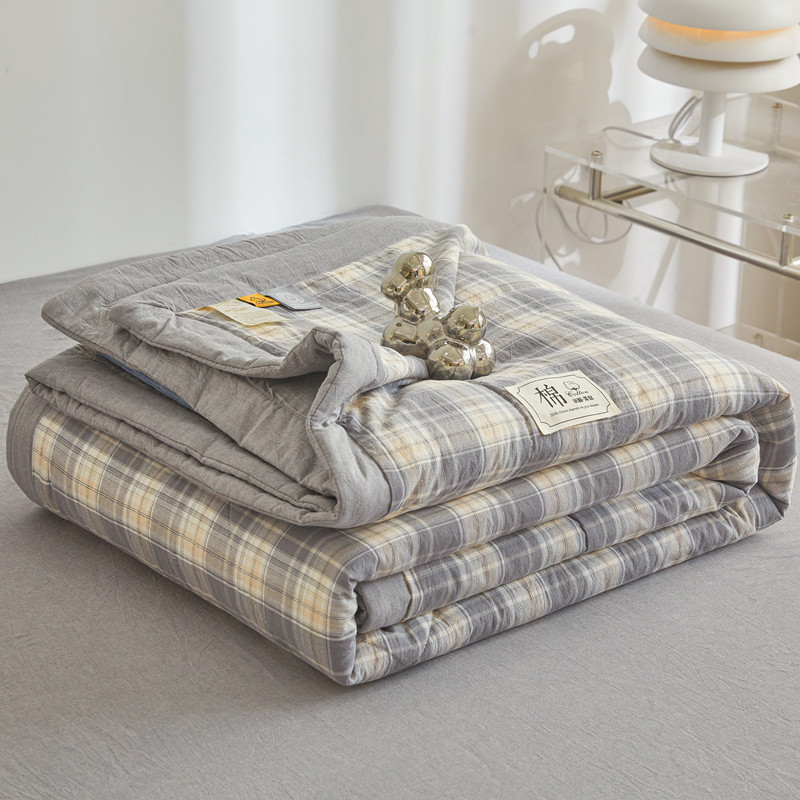 Edredón acolchado con aire acondicionado, edredón 100% de algodón puro lavable de verano, edredón suave a cuadros para edredón individual de tamaño queen doble: Rey / Rojo