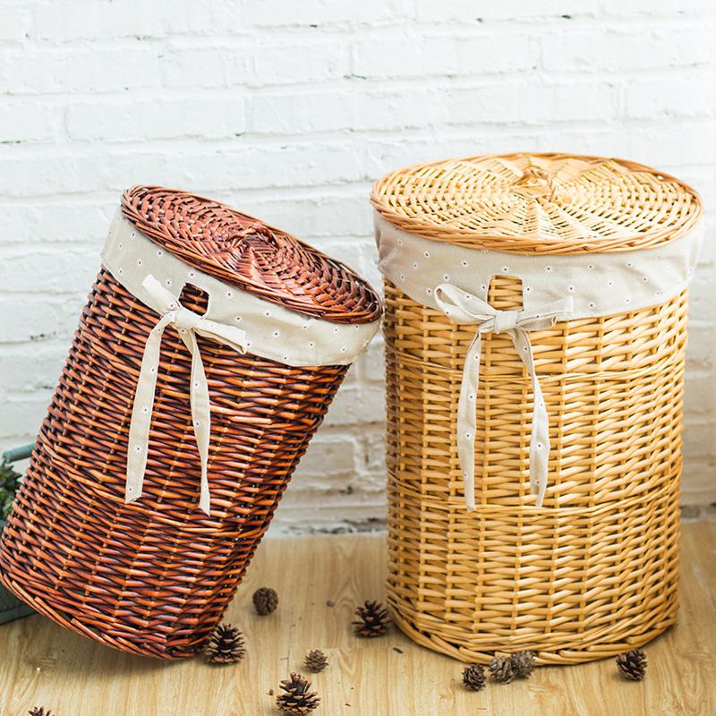 Clothes storage basket hamper laundry barrel rattan large clothing toy tweezers household with cover