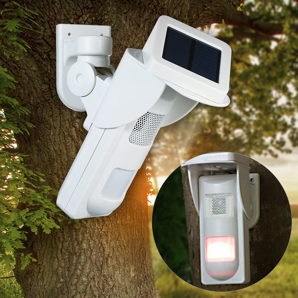 Wireless Outdoor Solar Siren Sensor Alarm Motion Sensor Pet Immunity Waterproof Detector With 16 Voices Alertor 2 Controllers