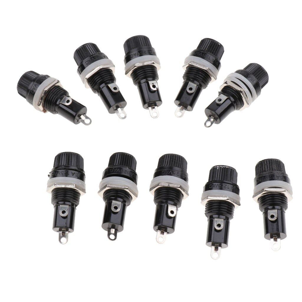10 Pieces AC 125V 15Amp / 250V 10Amp PCB Panel Fuse Holder For 5 X 20mm Glass Fuses
