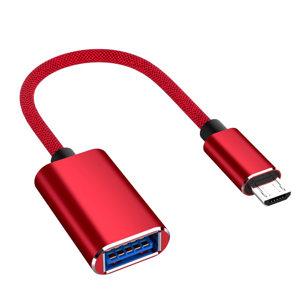 Micro Usb Otg Kabel Android Usb Male Naar Usb 3.0 Vrouwelijke Metalen Converter Voor Samsung Huawei U Disk Muis USB3.0 micro Usb Naar Otg: Rood