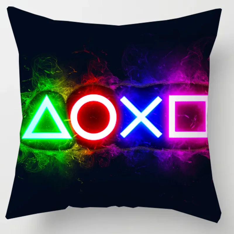 Taie d'oreiller carrée Style ventilateur de jeu TV, décoration d'intérieur, housse de coussin, Anime, , poignée de Gamer imprimée, 45x45, pour enfants: 470*1500mm / Bleu
