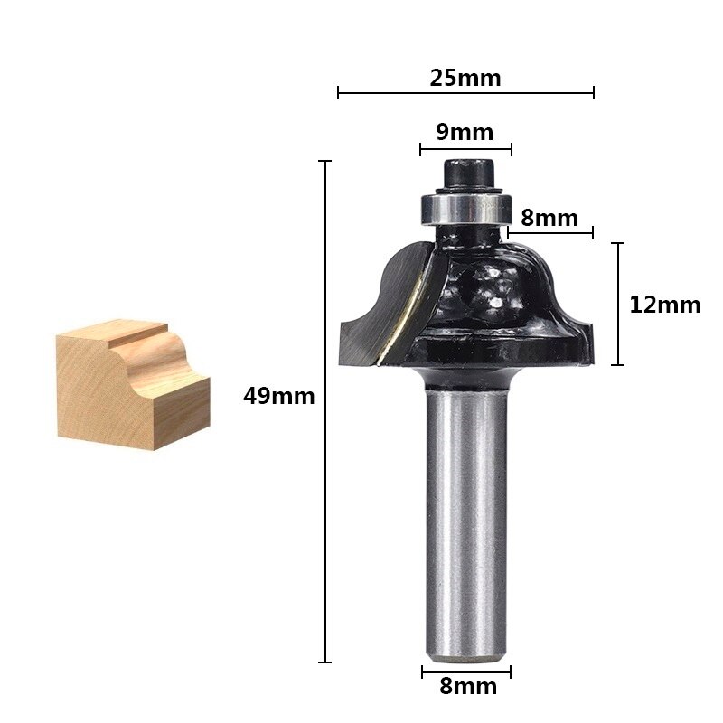 XCAN Corner Round Over Router Bit 8mm Shank Bearing Guide Carbide Milling Cutter Woodworking Tools End Mill