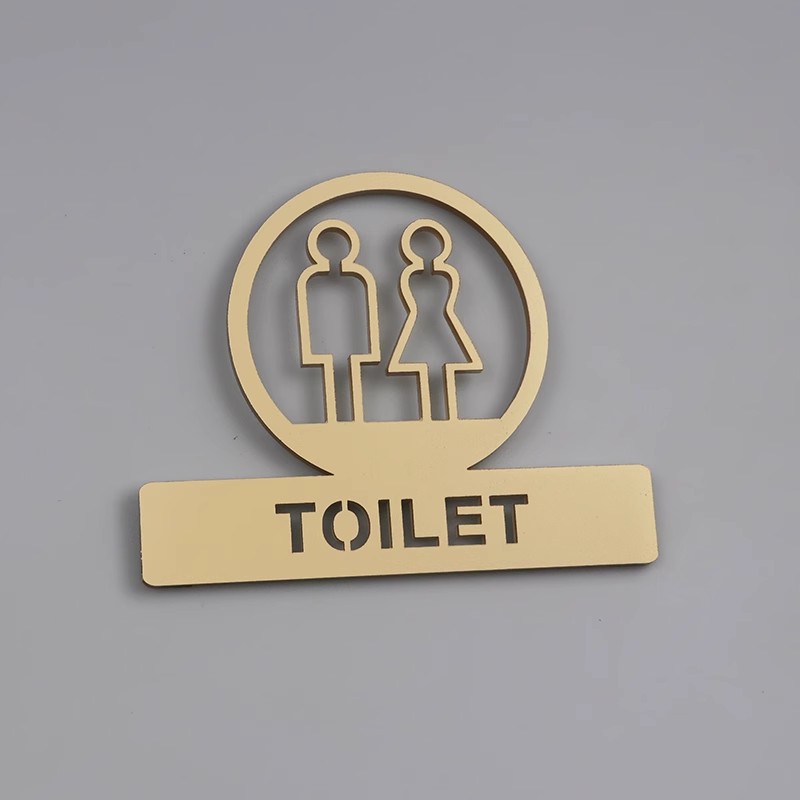 Ausgehöhlte Toilettenschilder, kreatives Türschild, Herren- und Damen-Badezimmer-Erinnerungsschild, Wandaufkleber, öffentliche Toilette, WC-Beschilderung: 40x30 cm / Goldene
