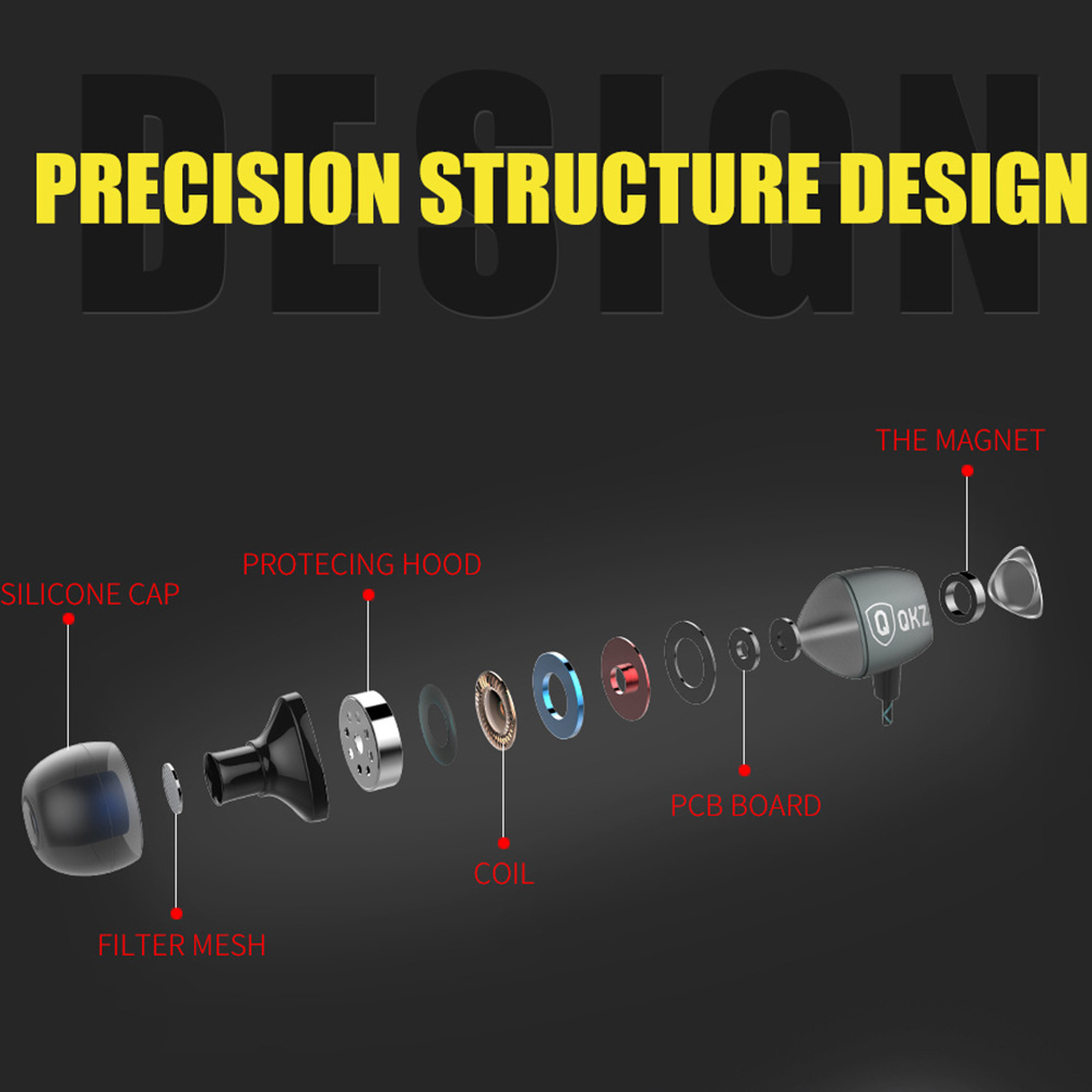 Magnetic Adsorption Earphone QKZ X36M In-ear Wire-controlled Headset Low Music Headphone with Microphone for Calls