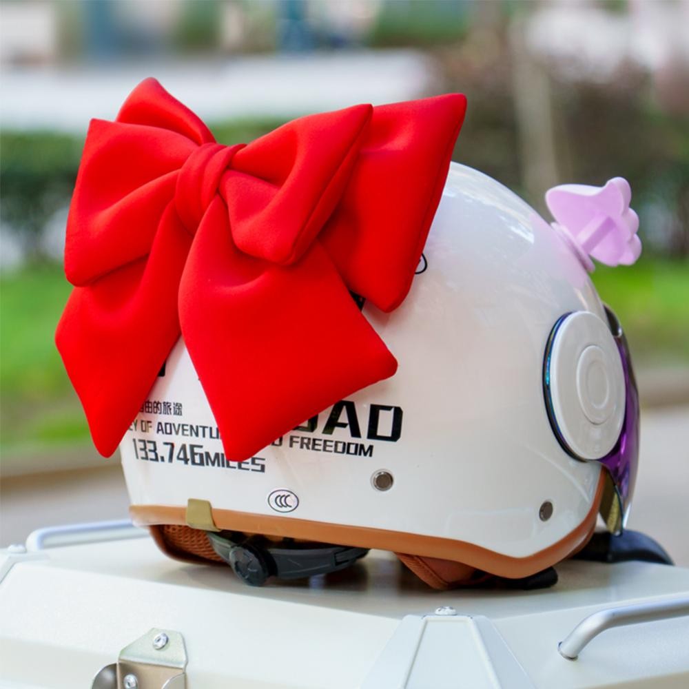 Capacete de motocicleta com nó borboleta, rosto inteiro, decoração de capacete off road, estilo de arco, mulheres, ciclismo, bicicleta elétrica, acessórios de motocicleta