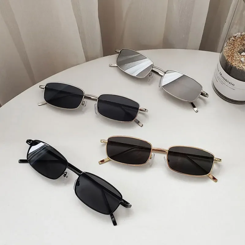 Small Rectangle Sunglasses Men Women Vintage Square Driving Sun Glasses Luxury Brand Metal Frame Eyewear 선글라스