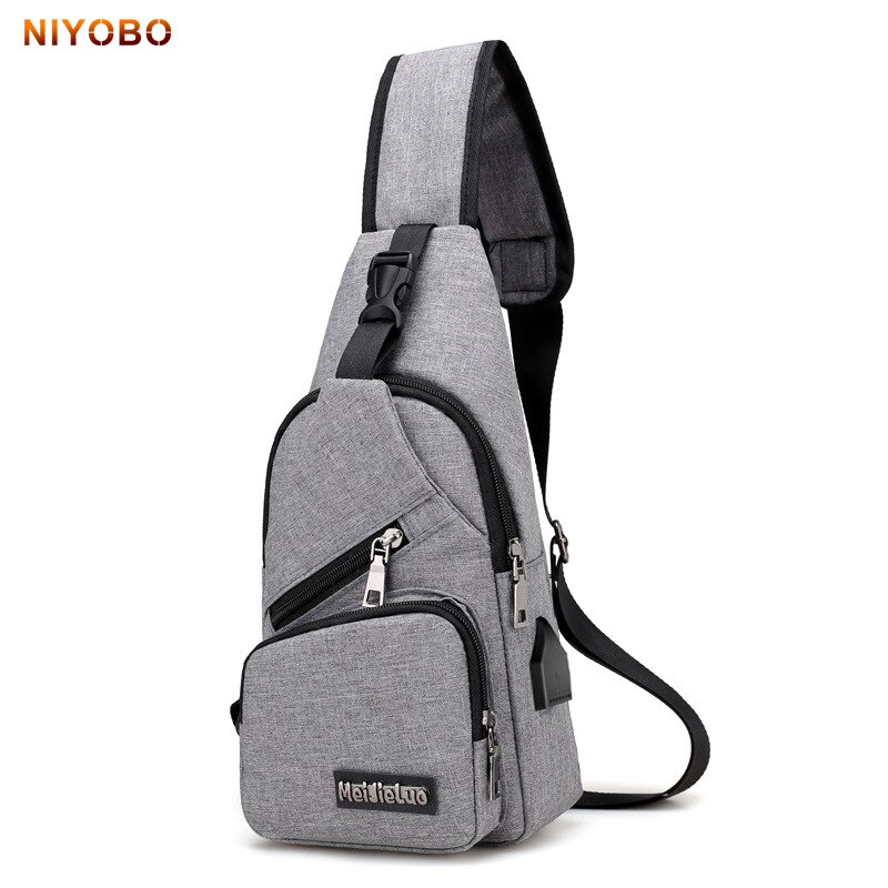 NIYOBO Women Single Shoulder Strap Bag Waterproof Male Knapsack Sling Chest Back Pack Bags Unisex Crossbody Bag: light gray