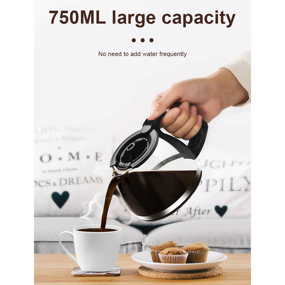 Elektrisch filterkoffiezetapparaat, compact koffiezetapparaat met herbruikbaar filter, kookplaat en koffiepot