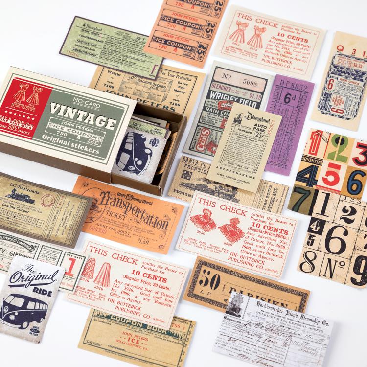 Juego de pegatinas de papelería Kawaii Vintage, etiqueta adhesiva, escuela, oficina, , álbum de recortes, 60 unids/paquete: C