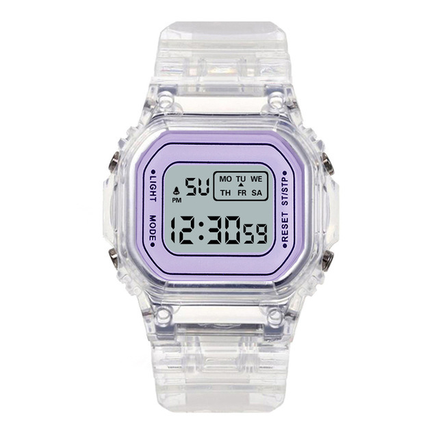 Relojes de para mujer, reloj deportivo Digital transparente informal en blanco y negro, reloj de para amantes, reloj de pulsera para niños, reloj para parejas: Blanco