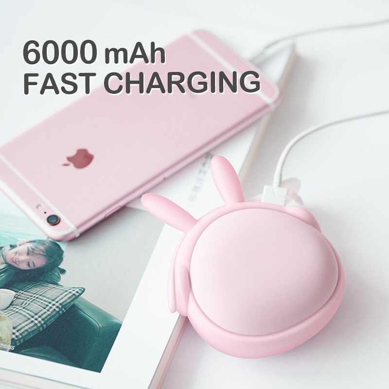 Leuke Handwarmer Mini Hand Warmers voor Meisjes Termofor Gumowy Draagbare Pocket Power Bank 6000mAh Batterij Oplaadbare WT-W6