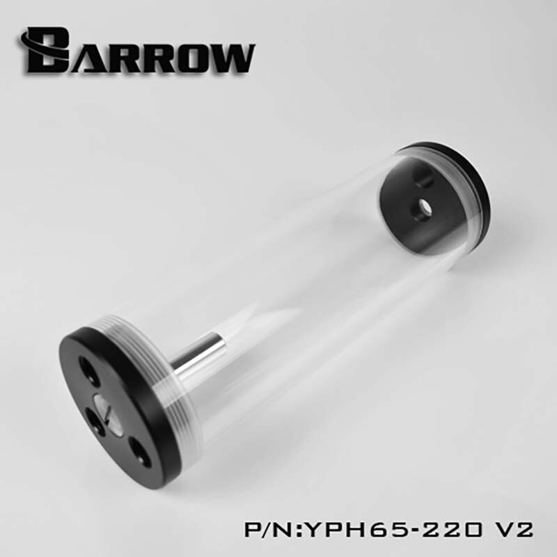 Barrow Reservoir (DIA: 65mm TL:98mm/135mm/220mm/300mm) for water cooler Transparent body Black Cap water tank heatsink gadget: 220mm