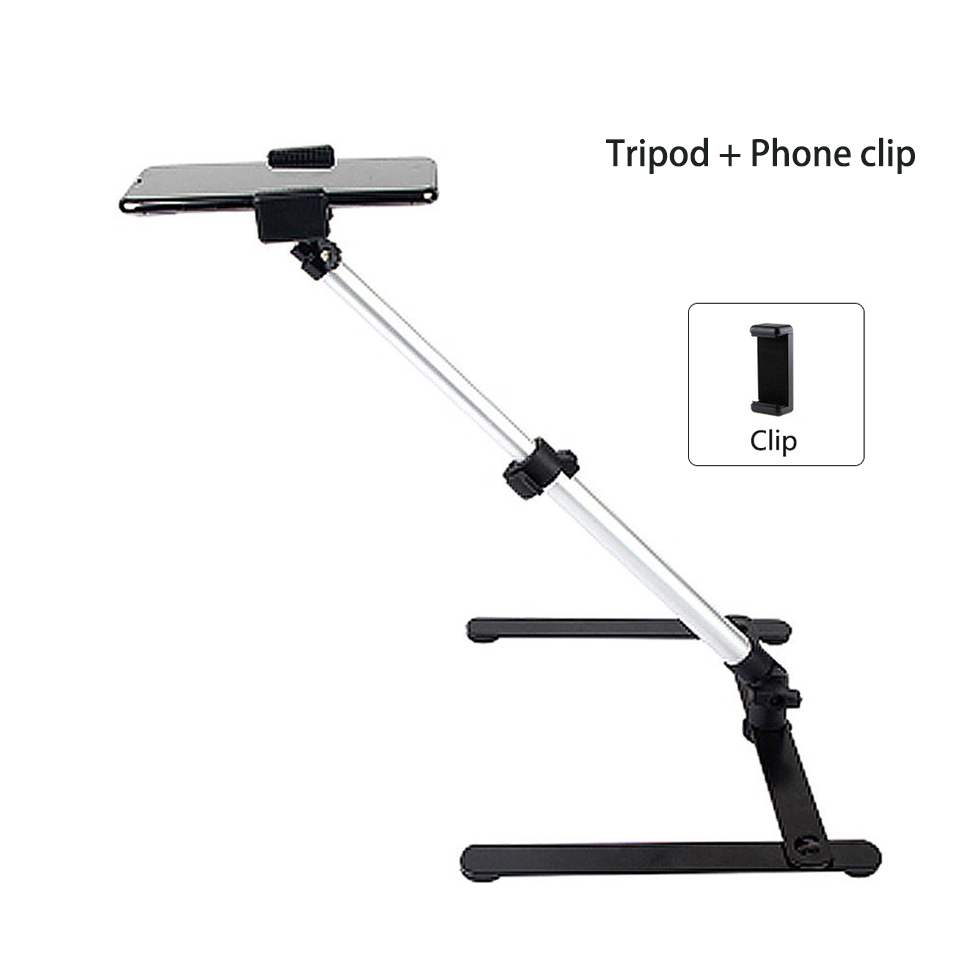 Foldable Overhead Tripod for Smartphone Desktop Tripod for Iphone Phone Tripodlar Tripodes for Note Shooting Tripe for Mobile: WHITE
