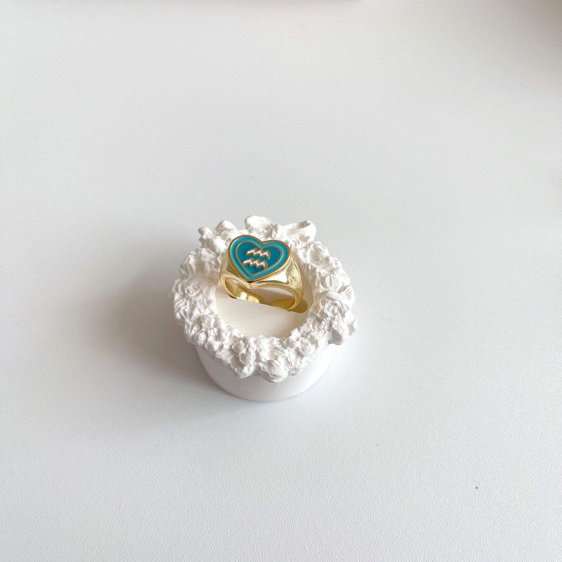 12 Constellation Liefde Ringen Voor Vrouwen Statement Epoxy Dubbele Hart Open Ring Meisje Olie Eenvoudige Ins Ring Party sieraden: Aquarius