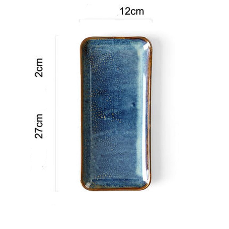 fish plate rectangular plate ceramic nordic dish plate household western tableware simple steamed fish plate: A