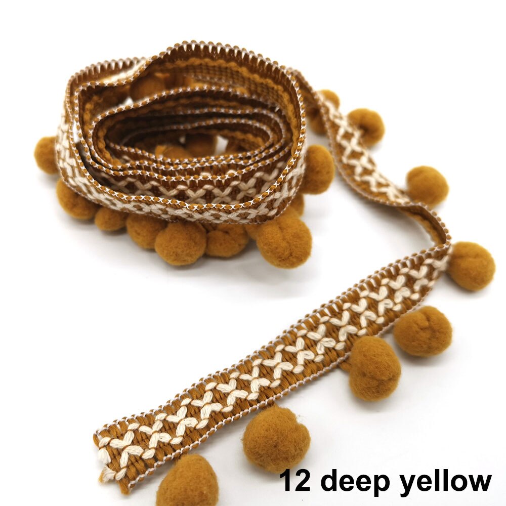 10 Meter Pom Pom trimmen Spitze Stoff NäHenne Zubehör Pompons quaste Trimmen Ball Fransen Band NäHenne Spitze Für DIY Material bekleidung: 12 tief Gelb