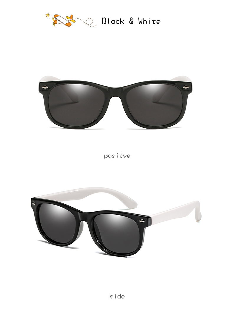 Lange Keeper Gepolariseerde Kids Zonnebril Jongens Meisjes Baby Baby Mode Zonnebril 100% UV400 Brillen Kind Shades Gafas Infantil: black white