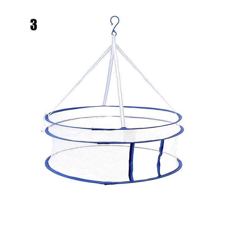Mesh Drying Rack Detachable Double-layer Hanging Drying Mesh Clothes Basket Windproof Hook Steel Ring: C