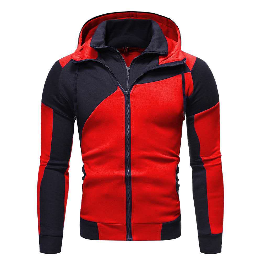 herbst Hoodies Männer Patchwork Zipper Strickjacke Sweatshirts Slim Fit Sportswear Lässig Trainingsanzug