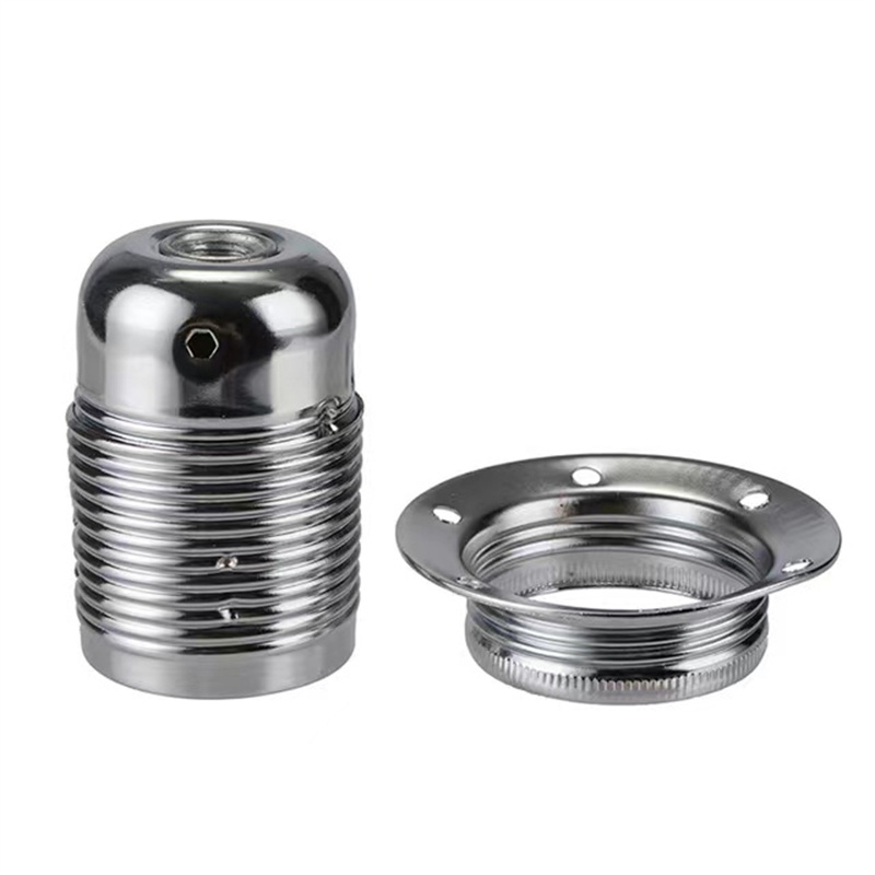 Vintage LED Lamp Holder E27 E26 DIY Industrial Pendant Light Bulb Base With Ring Retro Screw Socket Fitting Adapter Lampholder: black
