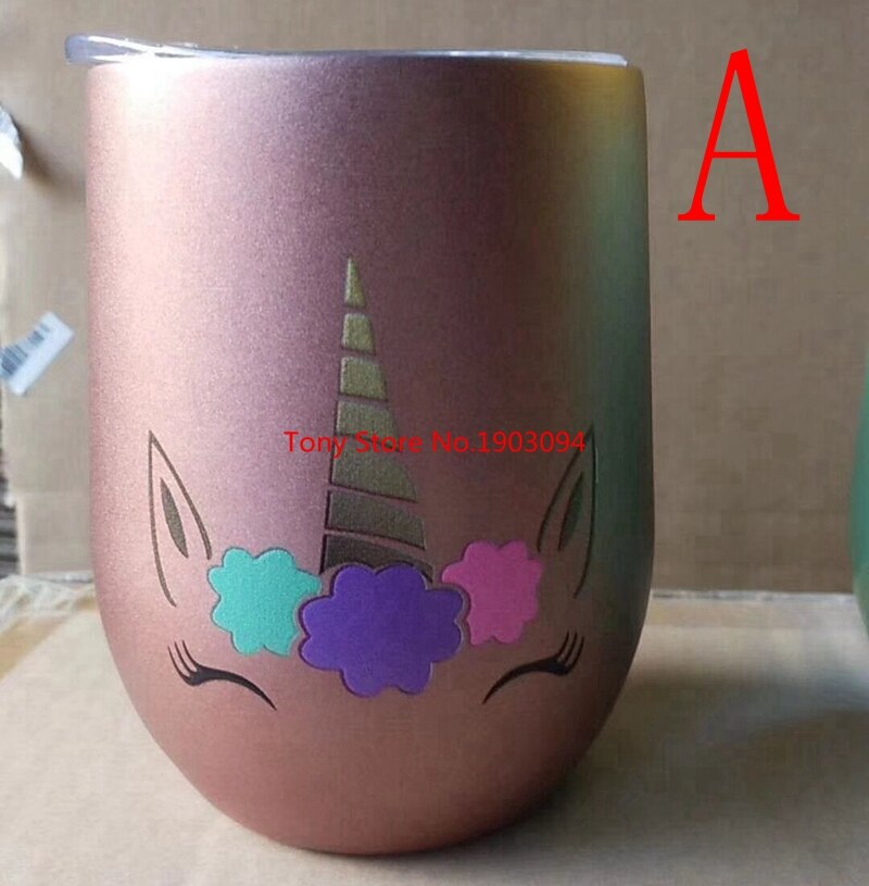 9oz 304 acier inoxydable licorne coquetier licorne tasses licorne tasses garder garder froid avec couvercles: A