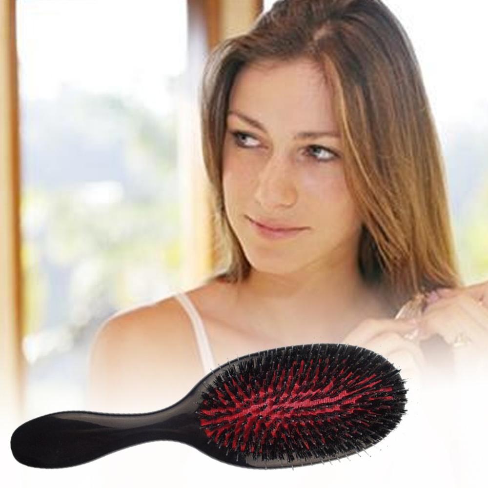 Black Hair Brush Oval Boar Bristle Nylon Hair Comb Anti-static Hair Scalp Massager Comb Hairbrush Salon Hair Brush Styling Tool