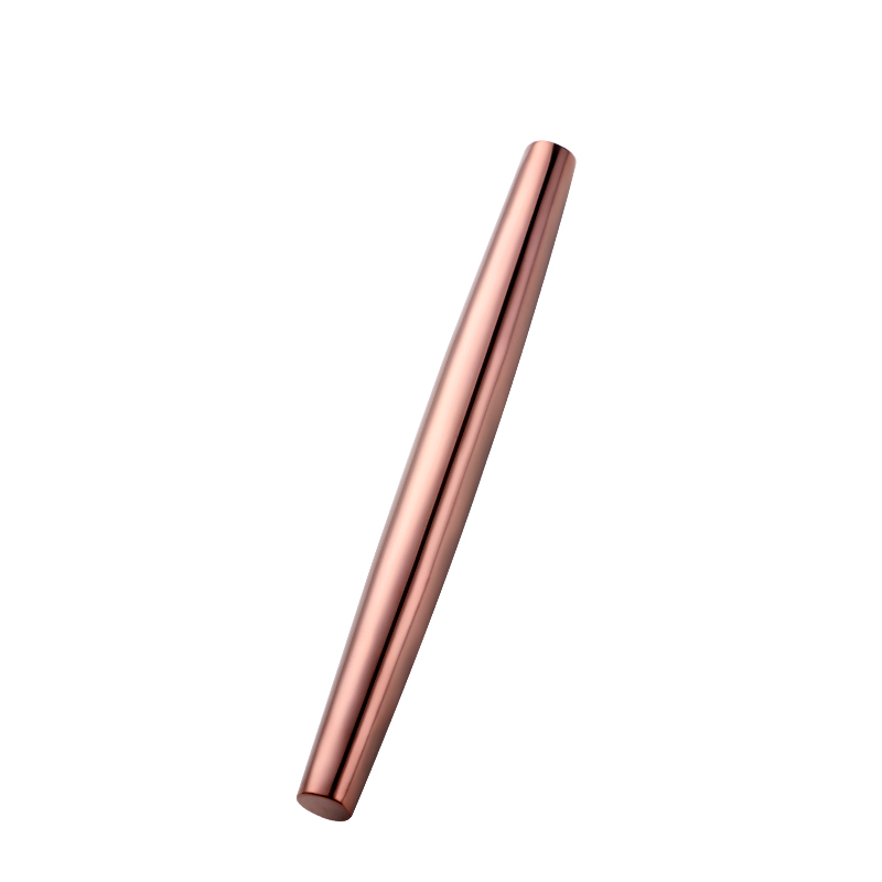 1Pc Stainless Steel Rolling Pin Kitchen Utensils Dough Roller Bake Pizza Noodles Cookie Dumplings Making Non-stick Baking Tool: Rosegold-1pc