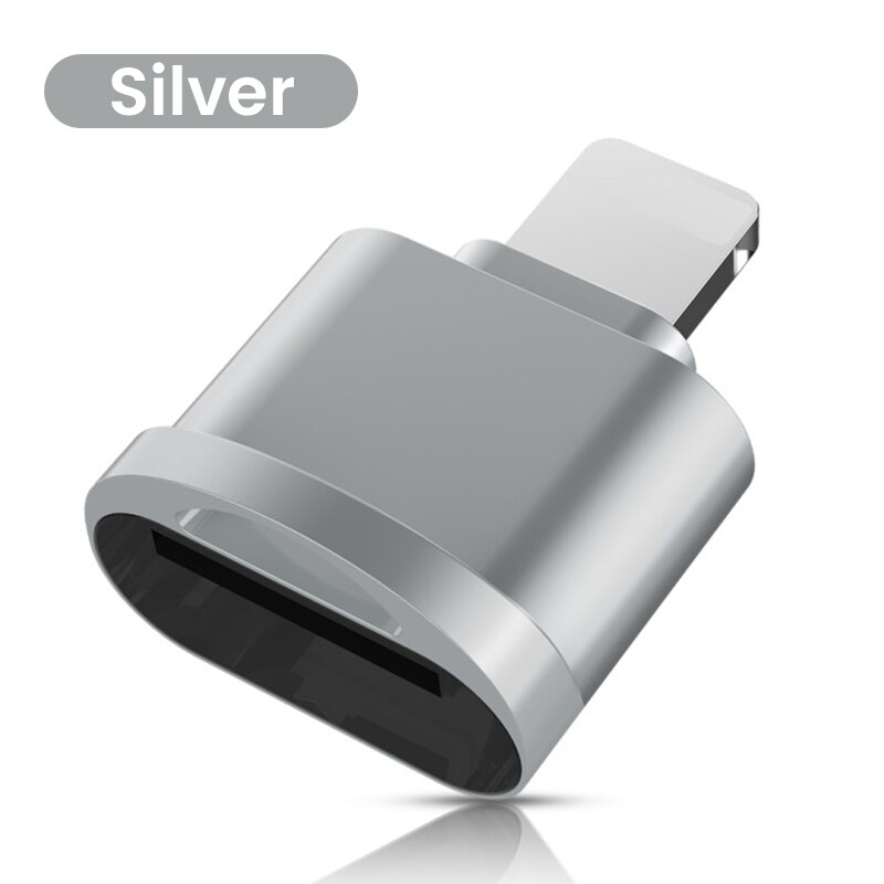 For iPhone Card Reader Micro SD TF Card Reader Adapter for iOS 13 Above System External OTG Memory Card Reader For iPhone 12: Silver