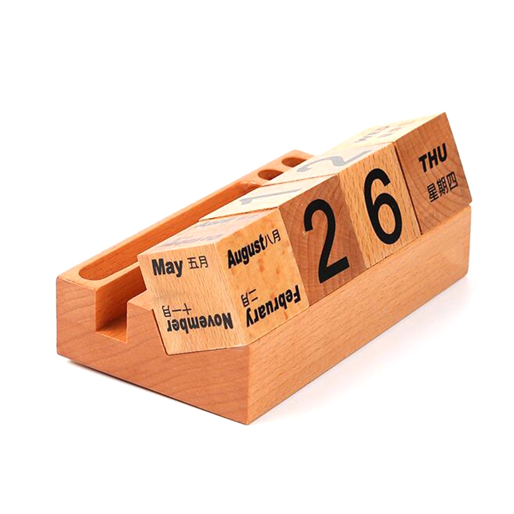 1 Pc Houten Perpetual Kalender Kalender Eenvoudige Home Desktop Studie Bureau Kalender Houten Ornamenten Home Decoratie