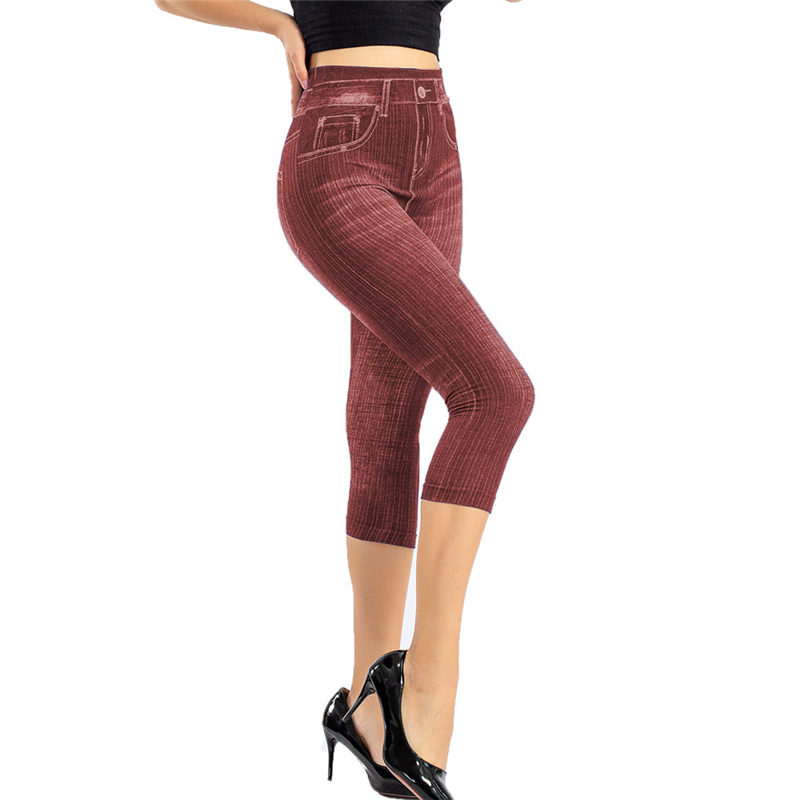 Pantalones vaqueros ajustados de cintura alta para mujer, pantalones Capri hasta la rodilla de mezclilla, de verano