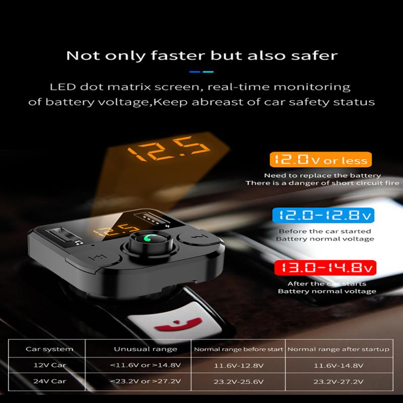 Car Bluetooth Player Dual USB Car Bluetooth Hands-Free Phone Multi-Function Card FM Receiver Mobile Phone Charger For MP3