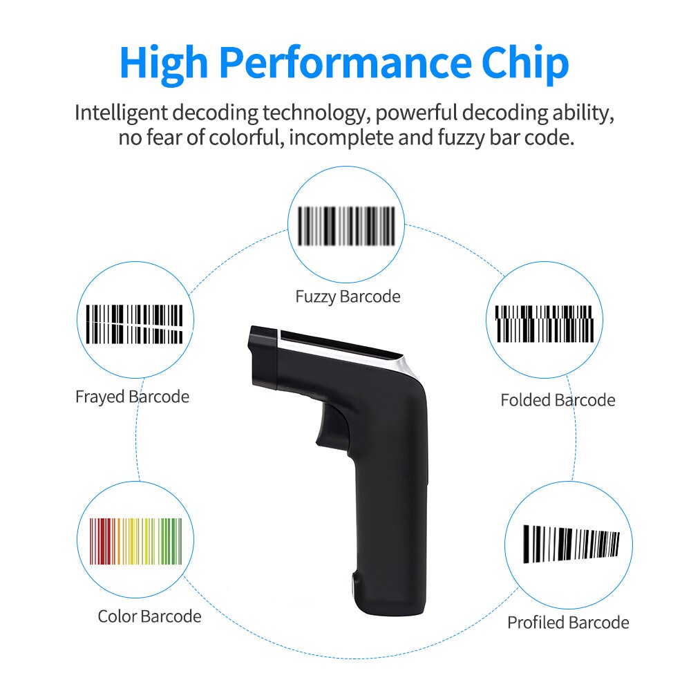 Aibecy 2.4G Wireless BT USB Wired Bar Code Reader Handheld 1D/2D/QR Barcode Scanner Support Two-Way Manual/Auto Scanning