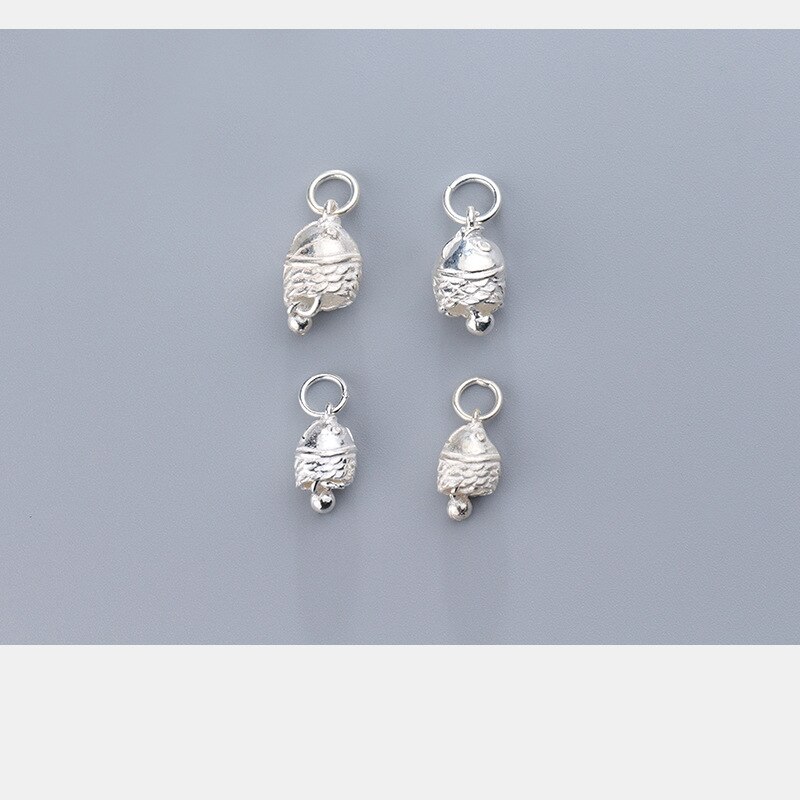 UQBing Hand Made 925 Sterling Silver Fish Head Bell Pendant Charms For DIY Charms Bracelet Necklaces Jewelry Accessories