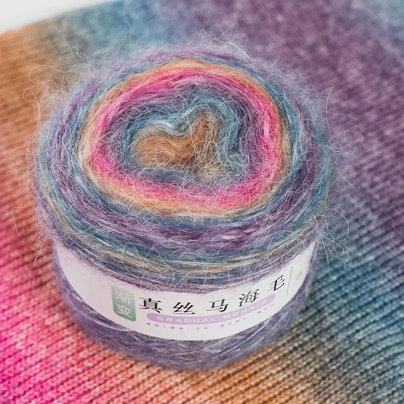 Fils de laine Mohair tricoté, 100g, mélange de laine pour tricoter des cheveux longs, pull arc-en-ciel en cachemire pour bébé: 1pc 06