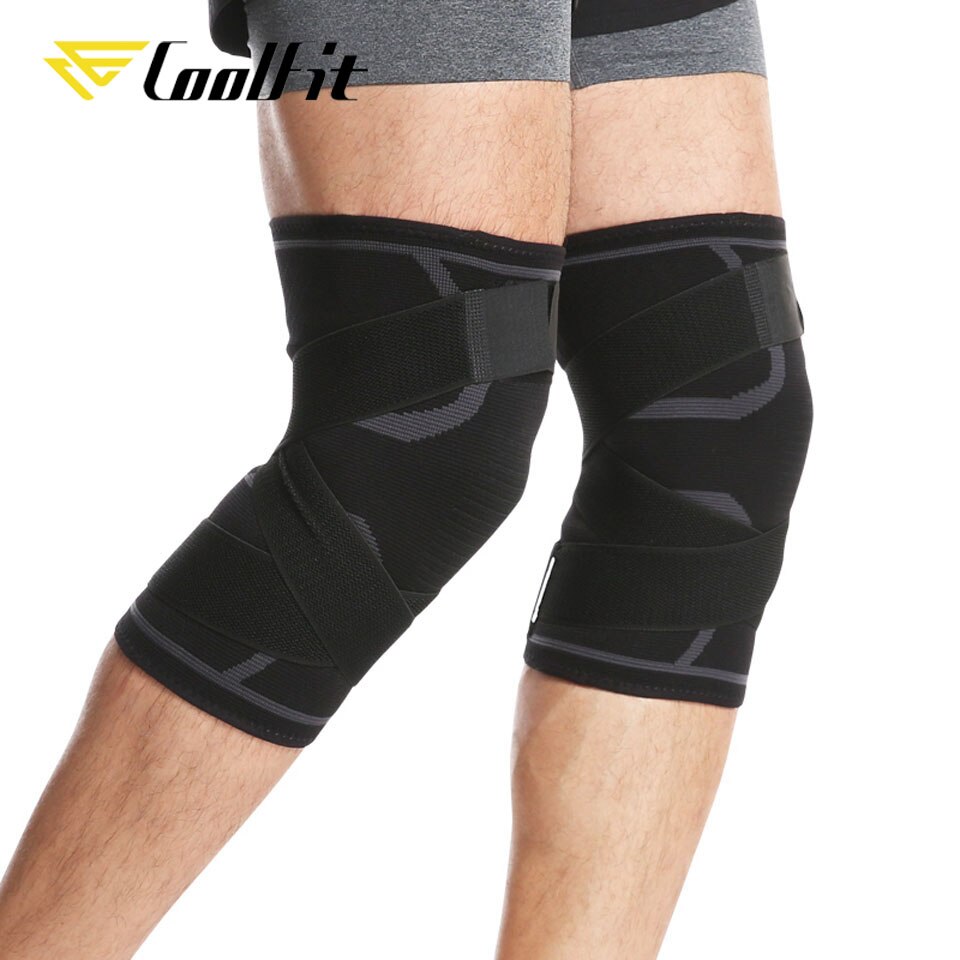 CoolFit 1 Pair Knee Brace Compression Sleeve with Strap for Best Support & Pain Relief for Meniscus Tear, Arthritis, Basketball