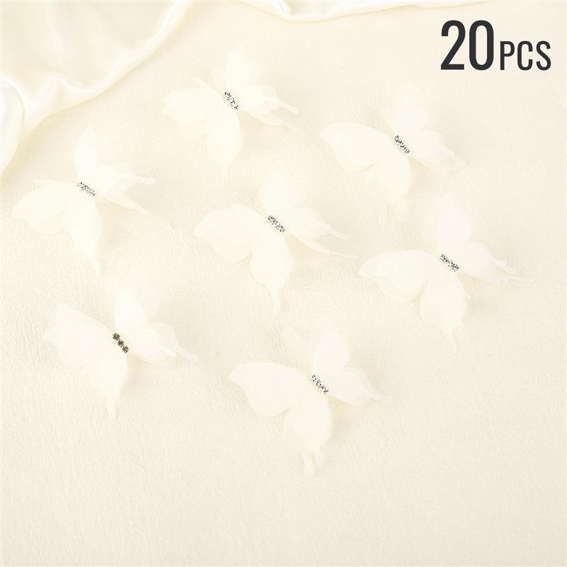 Selene 10 STKS Vlinder Stijl Kant Applique, Organza Vlinder Patch, Bruids naaien kant Appliques voor jurk, kousenband, sjerp, kopstukken, sluier