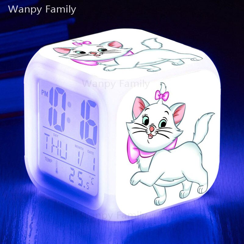 Sehr Ziemlich Marie katze Wecker LED Großen Bildschirm Display Zeit Datum Für Kinder Geburtstag Multifunktio digitale alarm uhren: WHITE