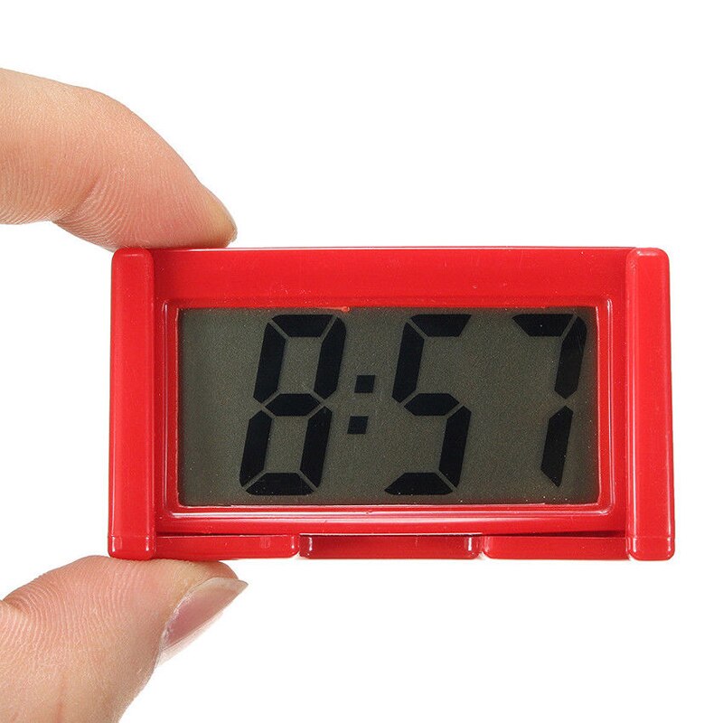 1pc Mini LCD Screen Digital Clock Car Dashboard Clocks Desk Time Clock Home Study Supplies Random Color