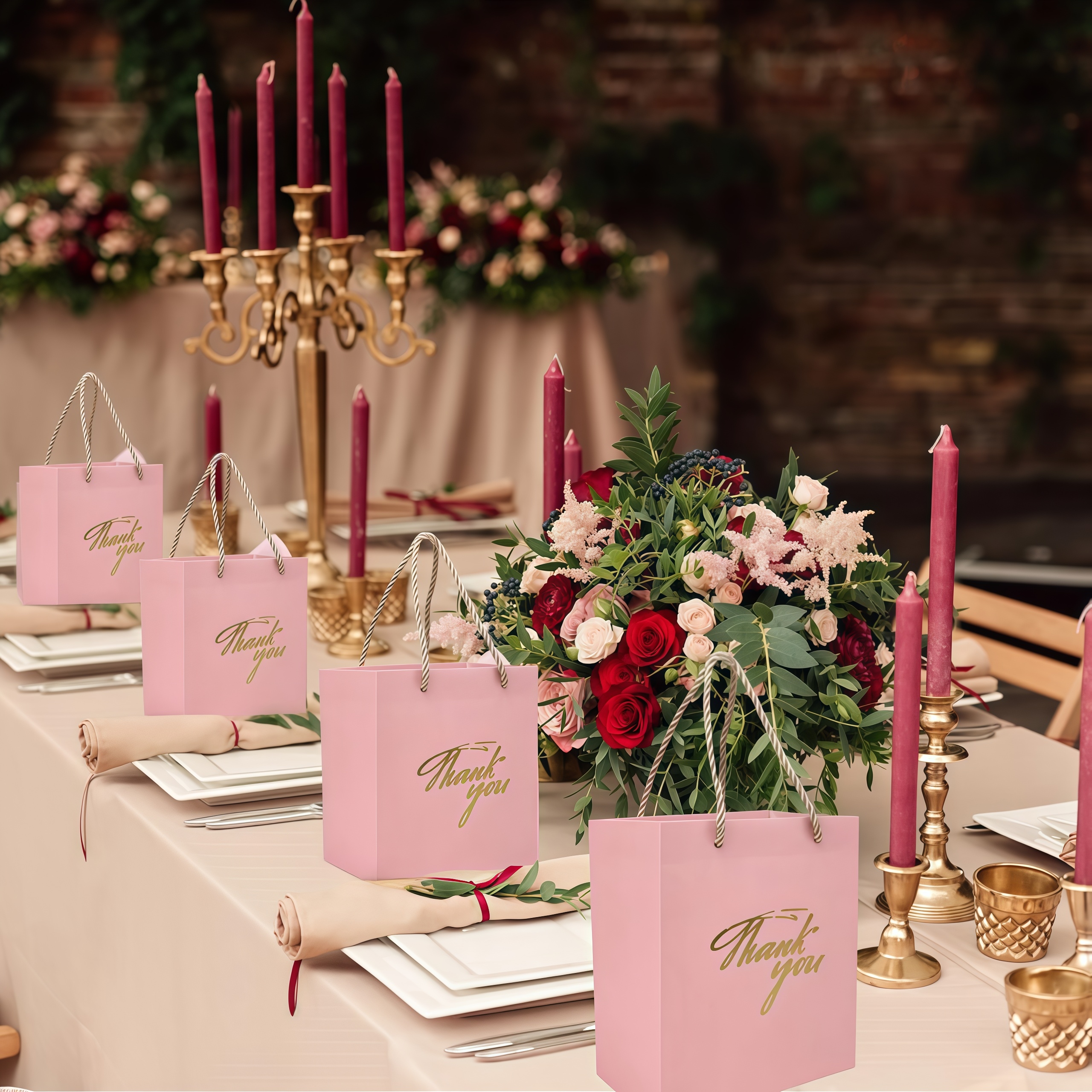 20-50 Pack Huwelijkscadeauzakjes Kleine Dank U Cadeauzakjes met Handvatten Mini Cadeau Papieren Zakken Bulk Babyshower Verjaardagsfeestje Gunsten