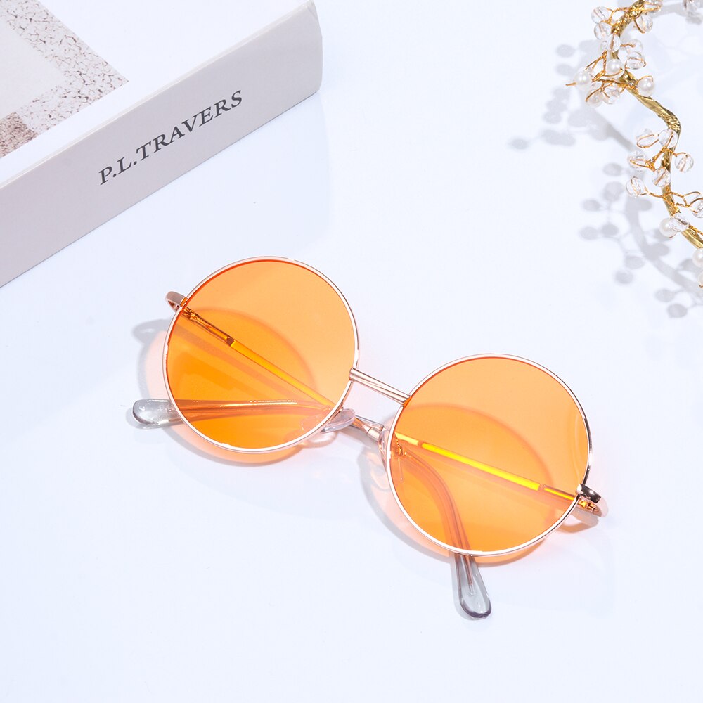 Vintage slik farve børn runde anti-uv solbriller drenge piger børn enkle retro søde solbriller briller  uv400 solbriller: Orange
