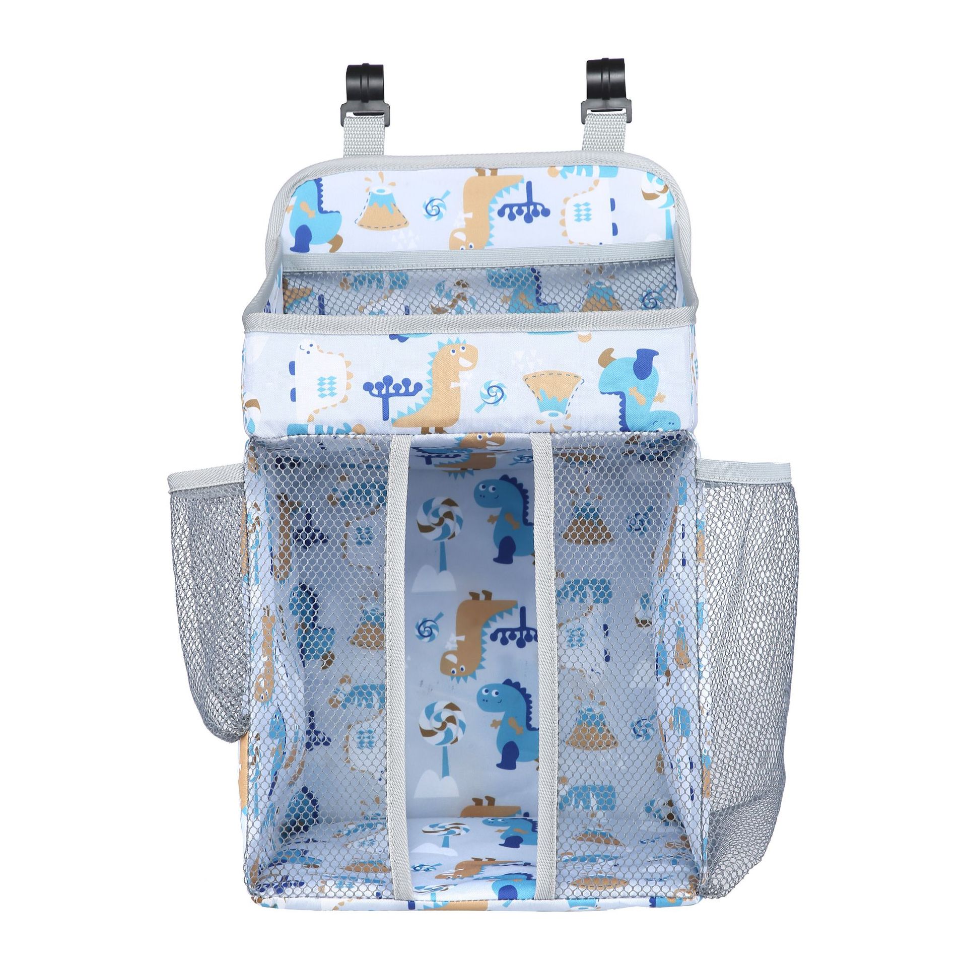 Portable Crib Organizer Baby Bed Hanging Bag for Infant Essentials Diaper Storage Cradle Bag Bedding Set Diaper Bags: grey animal